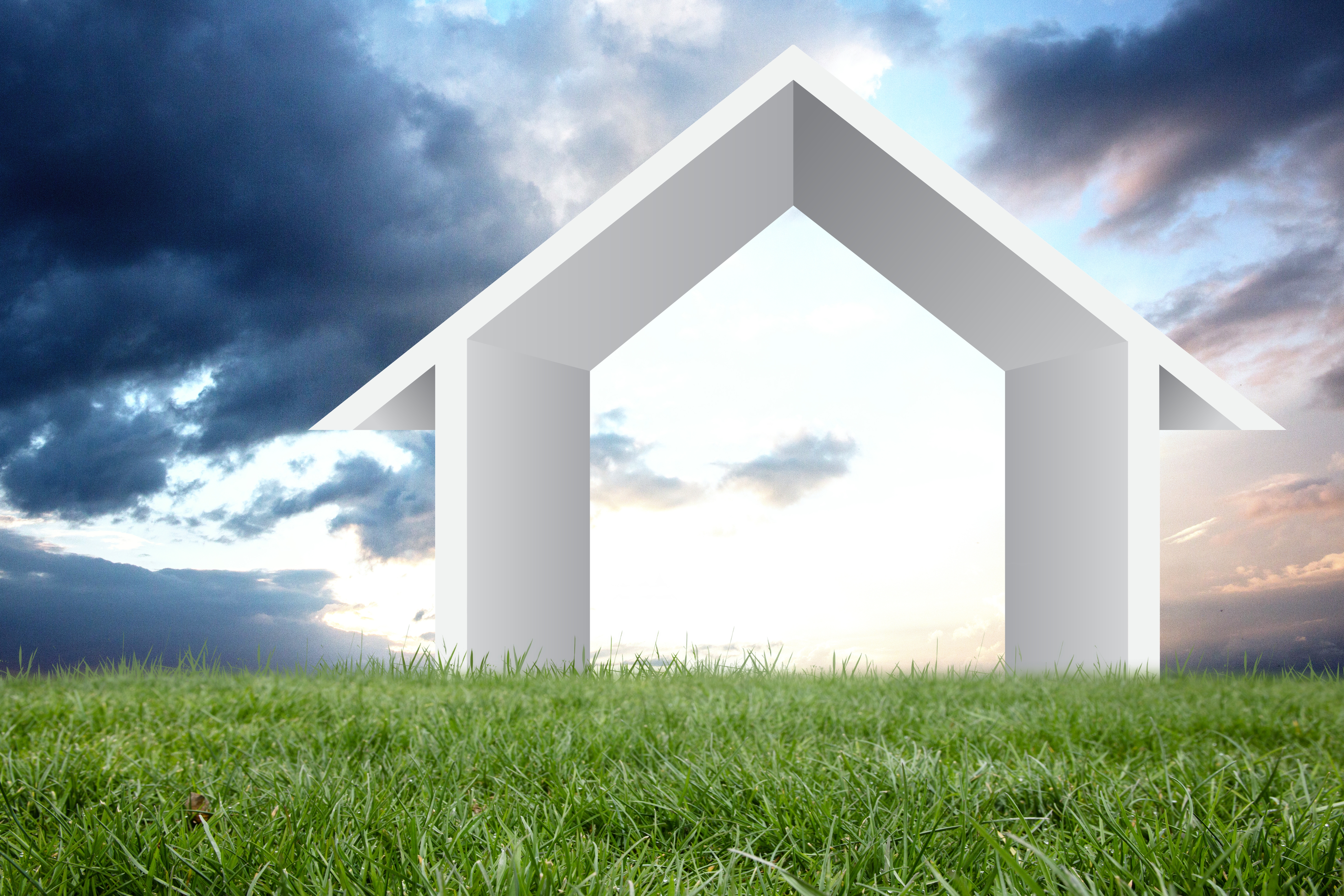 composite image of House wooden structure with sky background